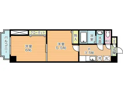 中津口センタービル(2K/7階)の間取り写真