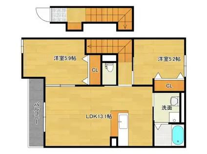 TAMAハウス(2LDK/2階)の間取り写真
