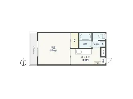 オアシス光(1K/2階)の間取り写真