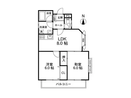 ベルデハイツ(2LDK/1階)の間取り写真
