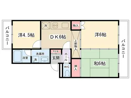 ユートピアンハウスPARTI(3DK/1階)の間取り写真