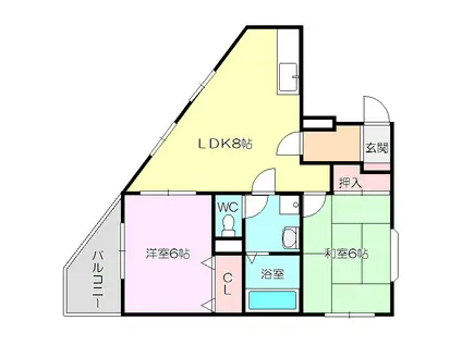 メゾンガロパン3(2DK/3階)の間取り写真