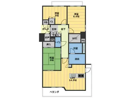 グランステーシア津新町(3LDK/4階)の間取り写真