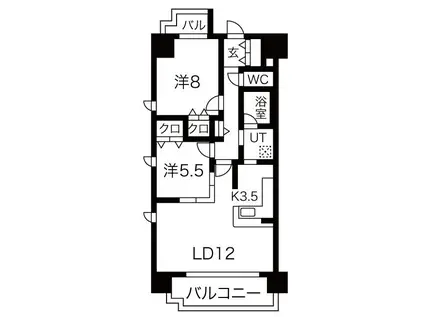 戸部マンション(2LDK/4階)の間取り写真
