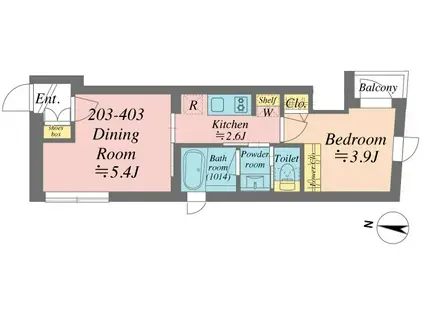 GRANDE SHAKUJIIDAI(1LDK/2階)の間取り写真