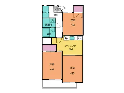 城之崎山王ハイツA(3DK/2階)の間取り写真