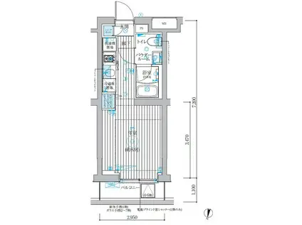ベルグレード吉野町(ワンルーム/2階)の間取り写真