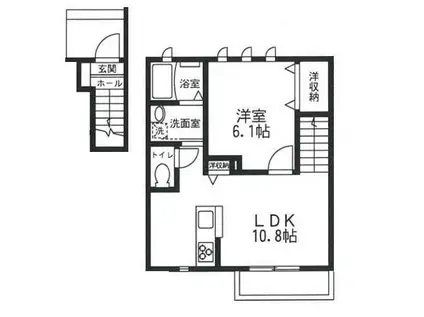 シャンドマイス(1LDK/2階)の間取り写真
