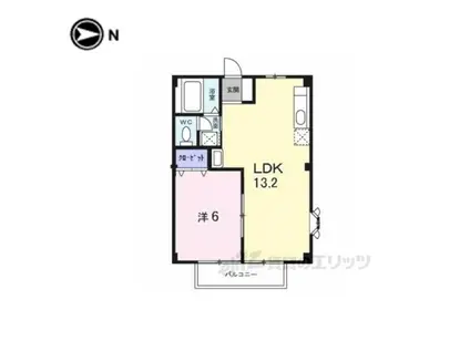 エスポワール畠田(1LDK/2階)の間取り写真