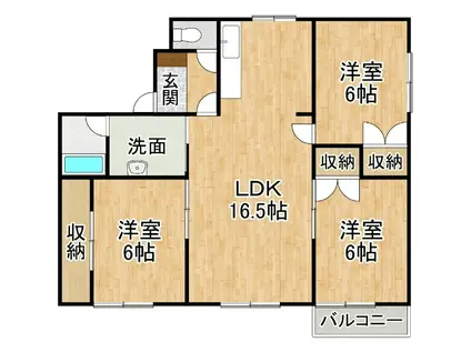 エスペラントI(3LDK/4階)の間取り写真