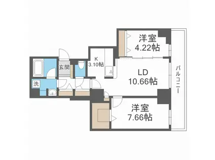レジディア大通公園(2LDK/11階)の間取り写真