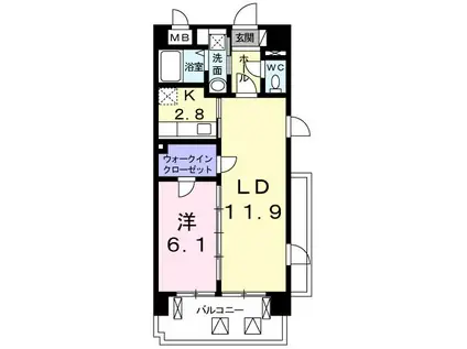 ヴィラージエ(1LDK/3階)の間取り写真
