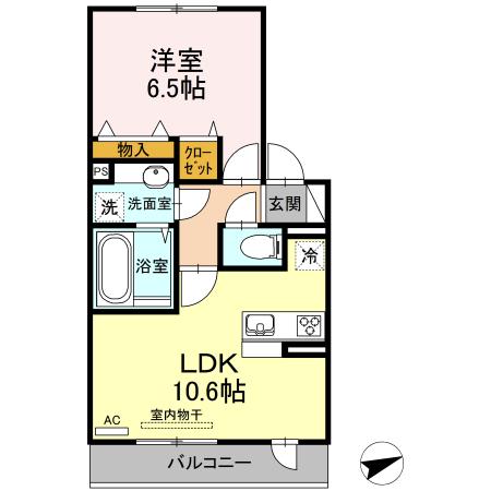 D-ROOM寺原(1LDK/2階)の間取り写真