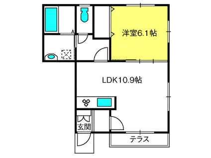 SOLEIL I(1LDK/1階)の間取り写真