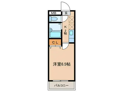YKマンション(1K/5階)の間取り写真