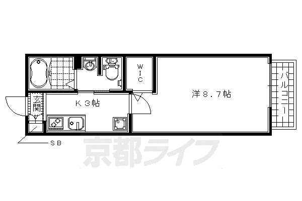 パラディーゾI・II(1K/1階)の間取り写真