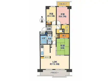 西神中央ウェステージ 壱番館(3LDK/7階)の間取り写真