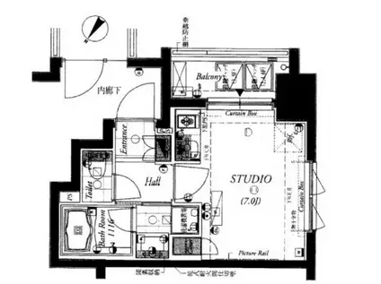 クオリア三田(ワンルーム/2階)の間取り写真