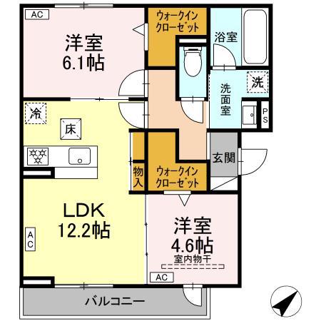 レユスィール(2LDK/1階)の間取り写真