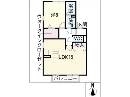 フロイデ三宅 B棟(1LDK/2階)の間取り写真