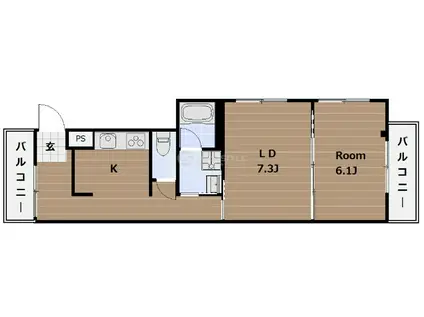 福居マンション(1LDK/3階)の間取り写真