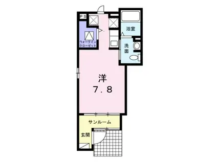 ピースフルII(ワンルーム/1階)の間取り写真