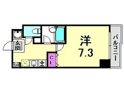 アルパ三宮(1K/8階)の間取り写真