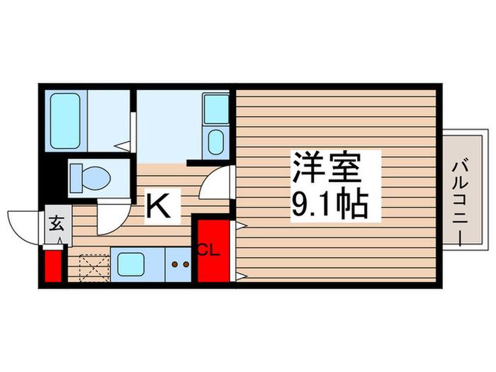 アムールならし野(1K/1階)の間取り写真