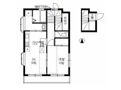 クレール若宮(1DK/2階)の間取り写真