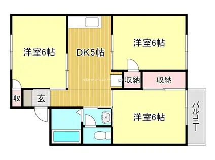 クッキィーB(3DK/2階)の間取り写真