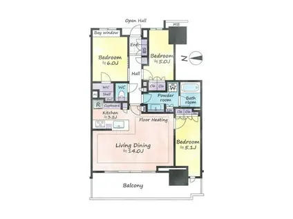 幕張ベイパーク ライズゲートタワー(3LDK/29階)の間取り写真