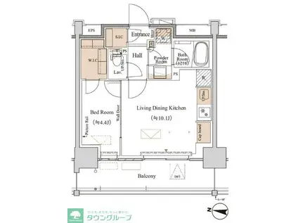 ブランシエスタ木場(1LDK/10階)の間取り写真