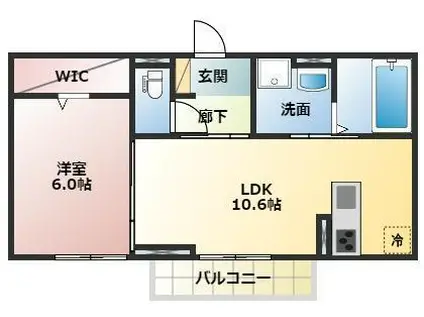 ＪＲ八戸線 本八戸駅 徒歩9分 3階建 築5年(1LDK/1階)の間取り写真