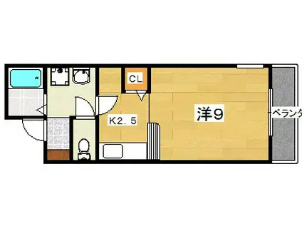 ハピネス渚(1K/1階)の間取り写真