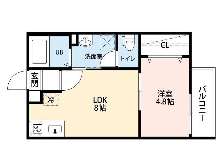 ルミエール新堀町(1LDK/1階)の間取り写真