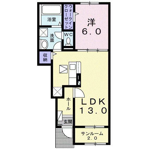 グリーン プロムナード(1LDK/1階)の間取り写真