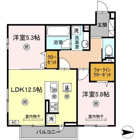 サンドルフ高須II番館(2LDK/3階)の間取り写真