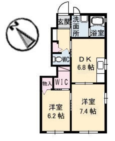 コートベアー(2DK/1階)の間取り写真