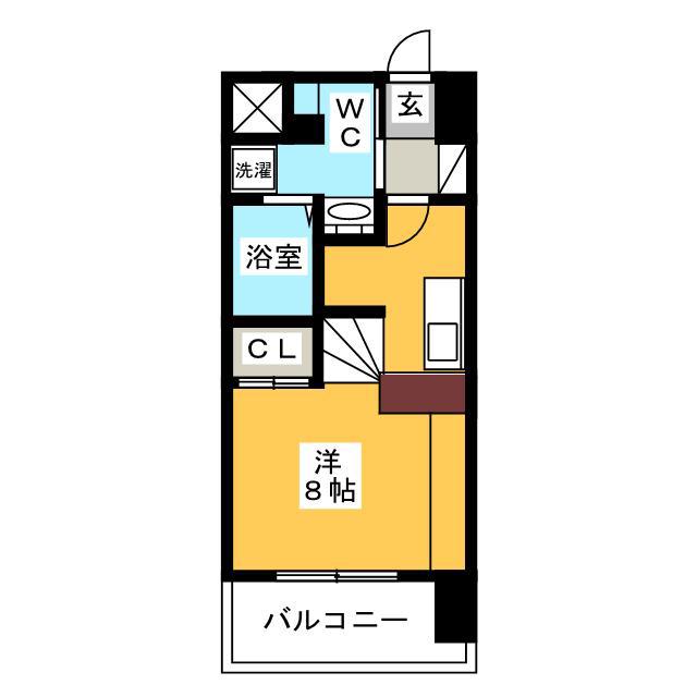 F・PARC GRANDMARK天神(ワンルーム/9階)の間取り写真