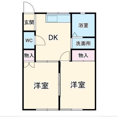 ハイツ ひまわり(2DK/1階)の間取り写真