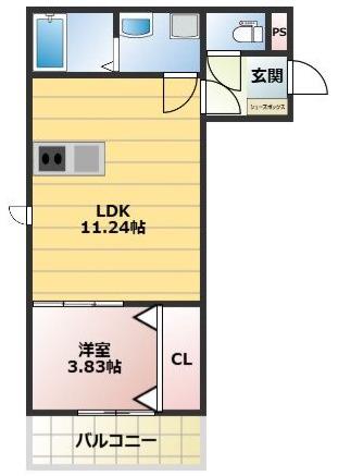 THE NOBLES秋葉町(1LDK/3階)の間取り写真