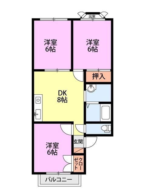 アルトゥーラ青山(3DK/1階)の間取り写真