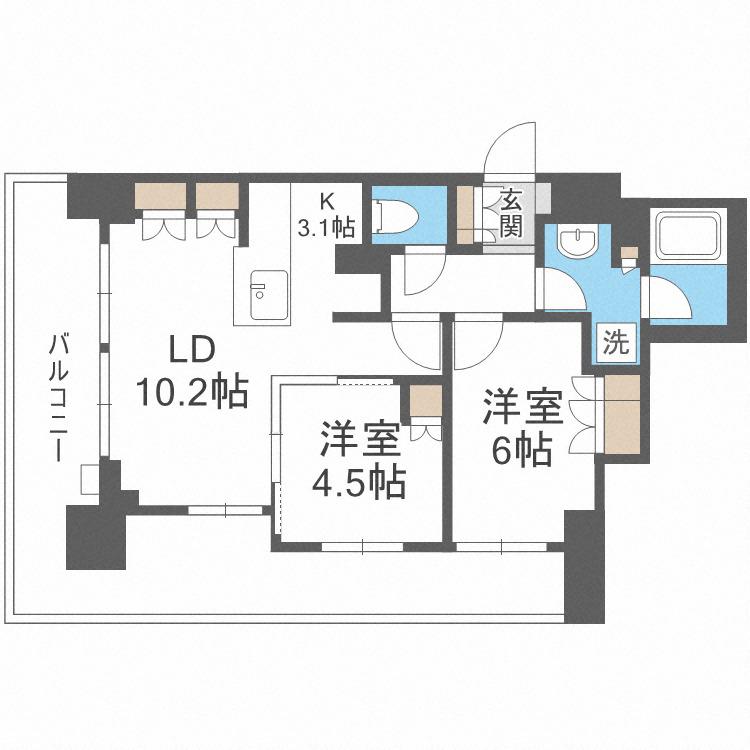 シティタワー札幌(2LDK/11階)の間取り写真