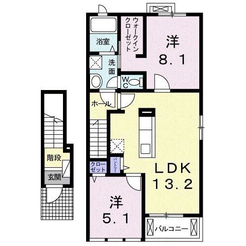 エクセレント照井II(2LDK/2階)の間取り写真