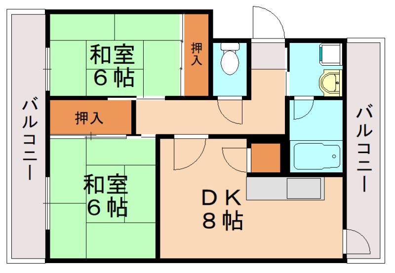 グランピア今宿III(2LDK/4階)の間取り写真
