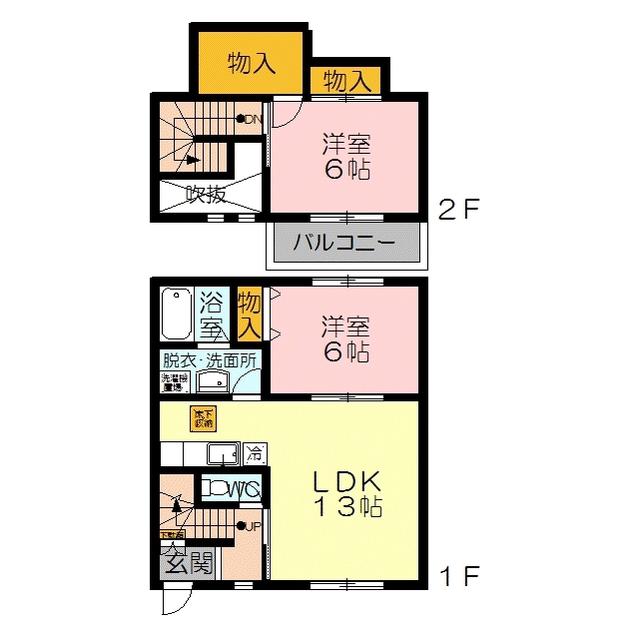 テンダーグリーンC棟(2LDK/1階)の間取り写真