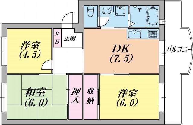 メゾン北鈴(3DK/2階)の間取り写真