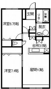 グランベリー(2LDK/2階)の間取り写真