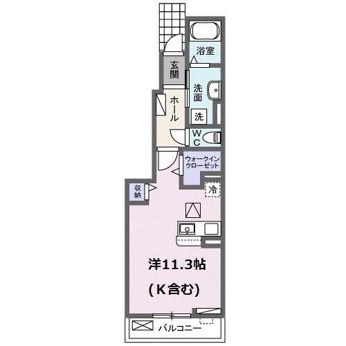 フェルマータOH(ワンルーム/1階)の間取り写真