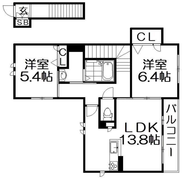 BRESCIA(2LDK/1階)の間取り写真